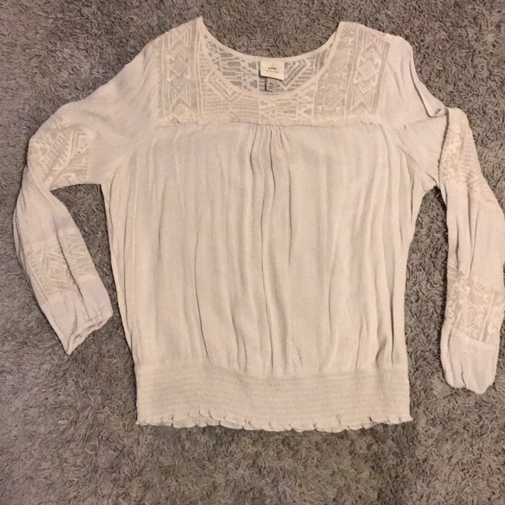 Cream, lace, top